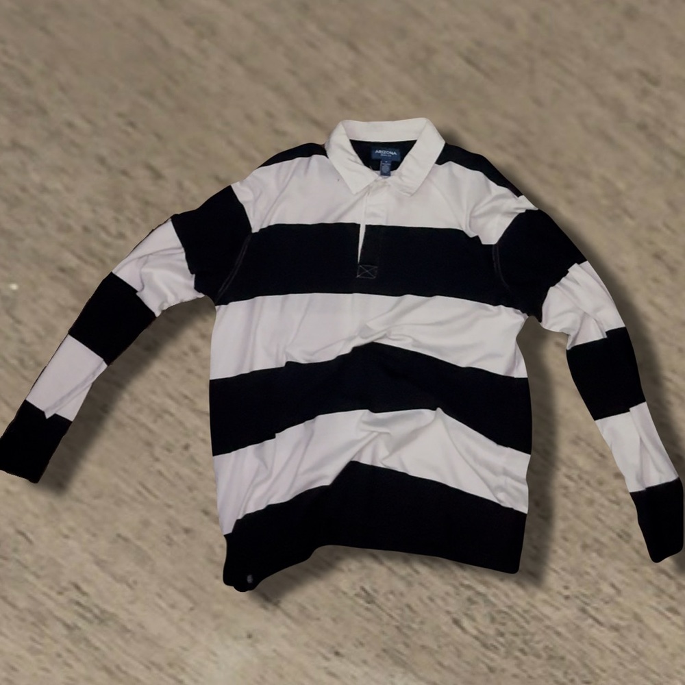 Arizona Jean Company Black and White Striped Long Sleeve Tee